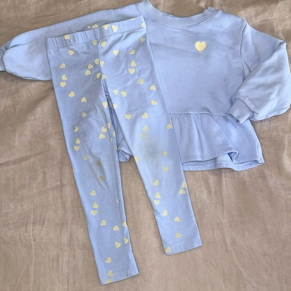 H&M Kids Blue Set with ivory hearts